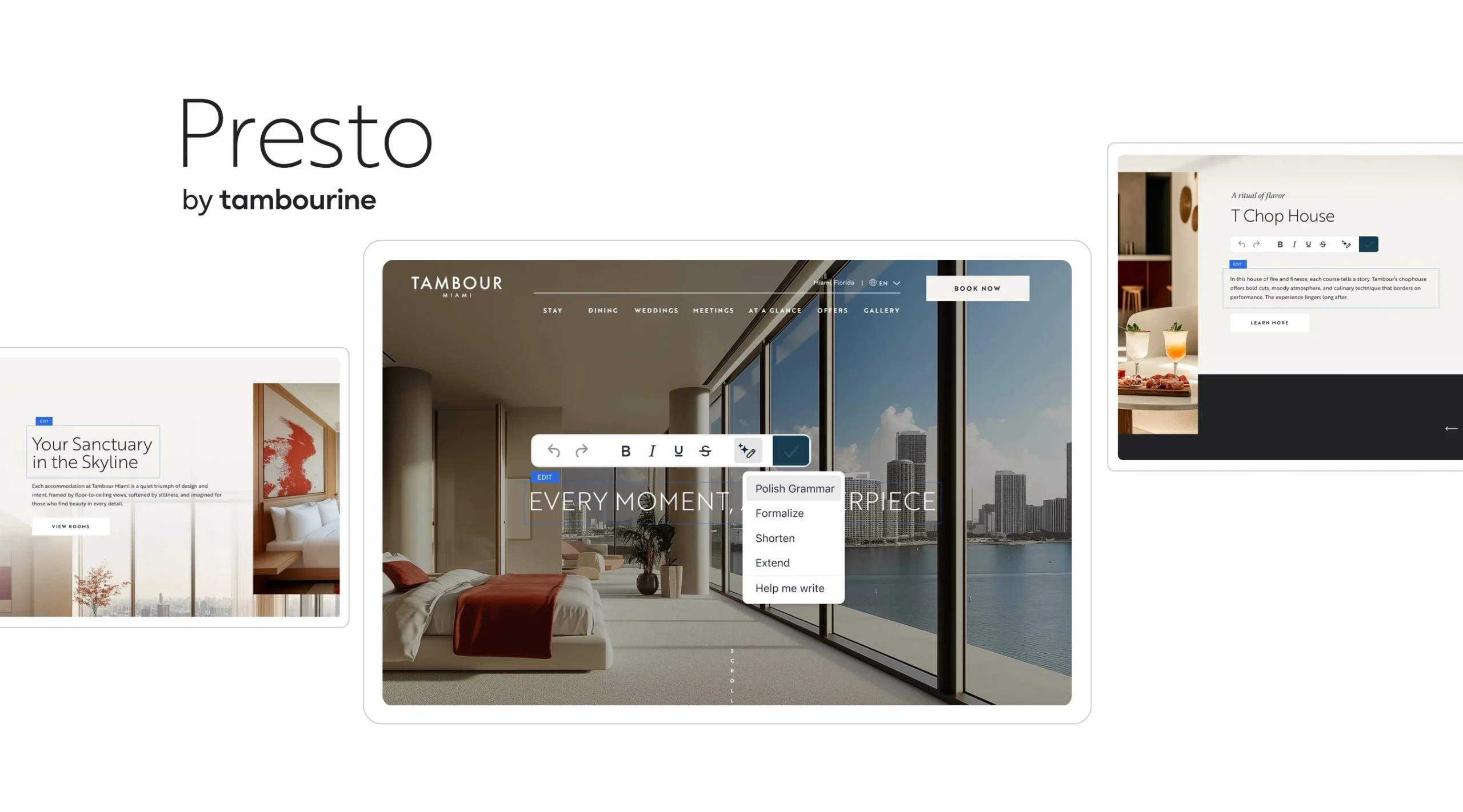Tambourine Adds AI Editing to Hotel Websites Through Presto