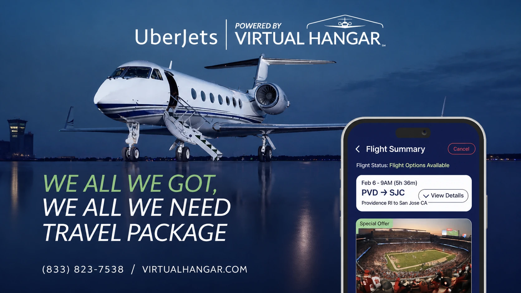 Virtual Hangar Packages Private-Jet Access Around Big Game Weekend